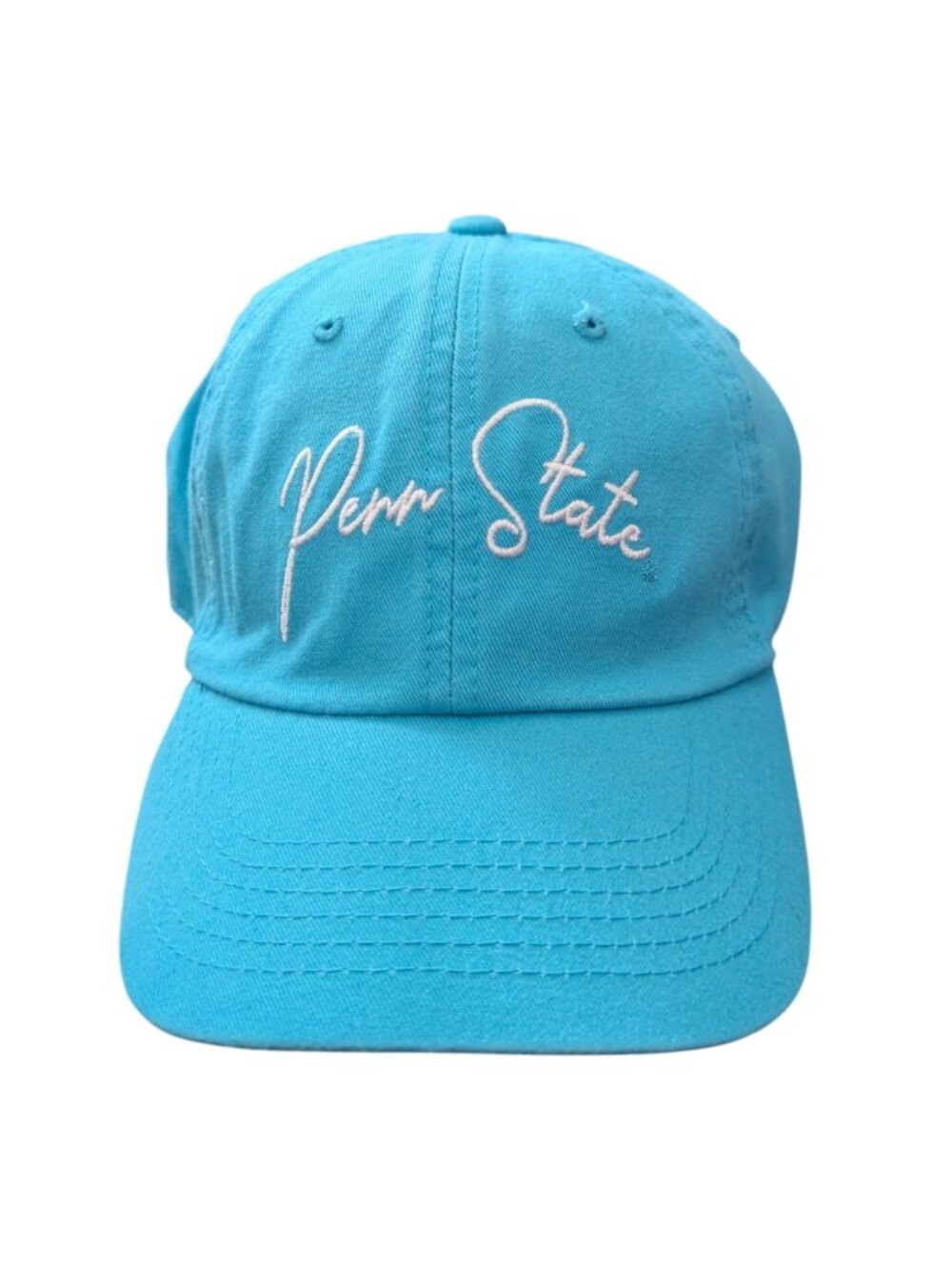 Womens Sky Blue Cyan Blue White Penn State Cursive Script Baseball Cap Hat